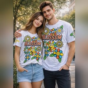 NWT*Contender Blossom White  Graphic Bubble Print Tee T-Shirt Mens 2XL Daisies